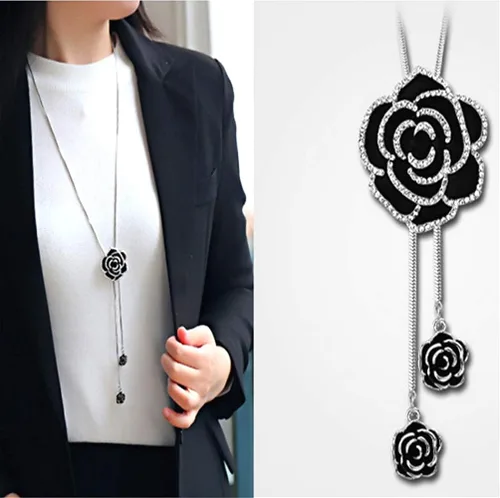 Miniatura 2 de Cathercing - Collar de cadena ajustable, larga y elegante con dije de diamantes de imitación, joyería única para mujeres y niñas