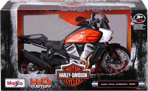 Miniatura 7 de Maisto 1:12 H-D 2021 Pan America, Naranja/Negro/Blanco