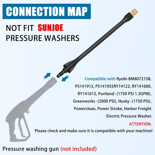 Miniatura 5 de Varita de lavado a presión 308494075 con 5 boquillas de pulverización y 1 soporte de puntas para pistola de hidrolavadora Ryobi, Portland, Husky