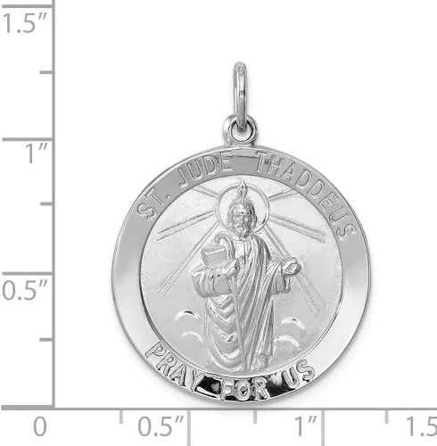 Miniatura 4 de Medalla de plata de ley 925 maciza con diseño de patrón católico de San Judas Thaddeus, 1.378in x 0.984in