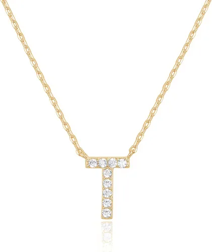 Miniatura 83 de PAVOI 14K White Gold Plated Cubic Zirconia Initial Necklace Letter Dainty Necklaces for Women