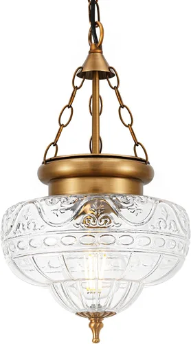 Lámparas colgantes de latón antiguo cepillado para isla de cocina, accesorios de iluminación de altura ajustable, lámpara colgante vintage con Dorado