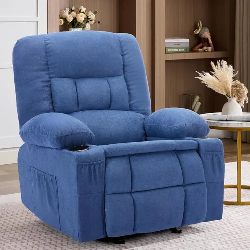 Miniatura 10 de Rocker Recliner Chair with Massage and Heat, Nursery Rocking Chairs for Living Room, Ergonomic Comfy Relining Chair with Cup Holders, USB Charge