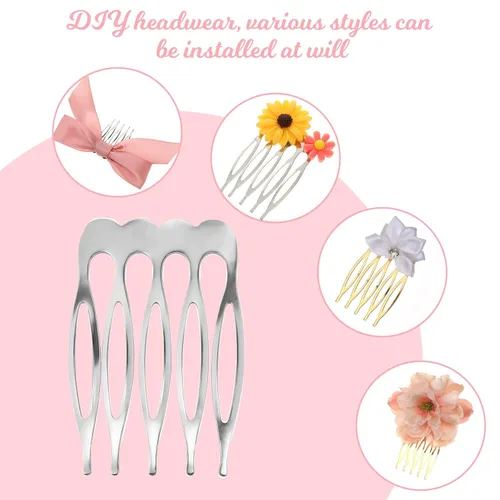 Miniatura 3 de 20 peines pequeños de metal para el cabello, 5 dientes, peine lateral francés, peine lateral de pelo pequeño, para manualidades, manualidades
