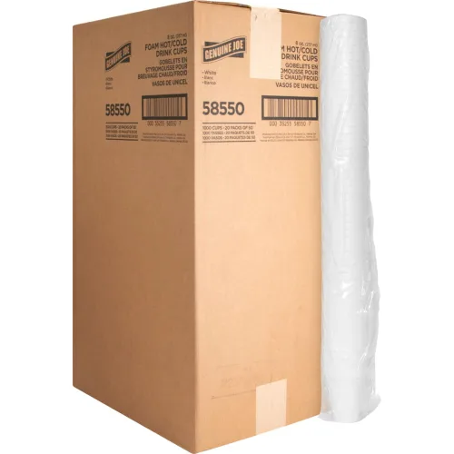 Vaso Genuine Joe de poliestireno para bebidas frías y calientes, color blanco, GJO58554, Blanco, 1000