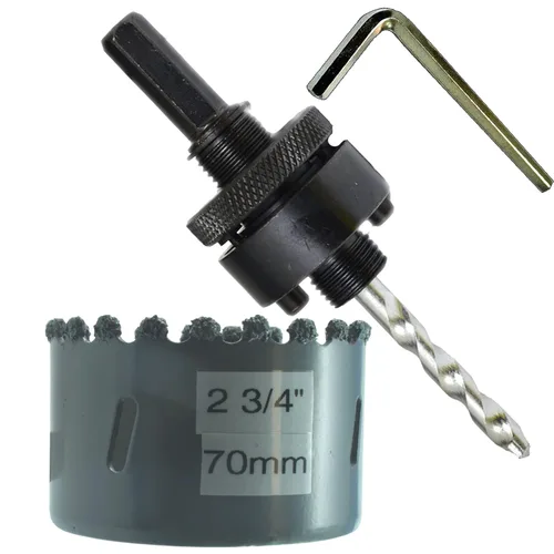 Miniatura 29 de Sierra de agujero HSS con mandril piloto de 2 piezas de alta velocidad para perforar madera y acero, broca de 1/4" de diámetro y eje, broca piloto