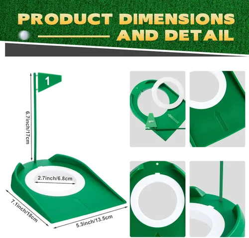 Miniatura 2 de Sotiff Práctica de práctica de golf con agujero de copa, accesorios de golf, putters de entrenamiento con bandera de plástico para adultos, oficina