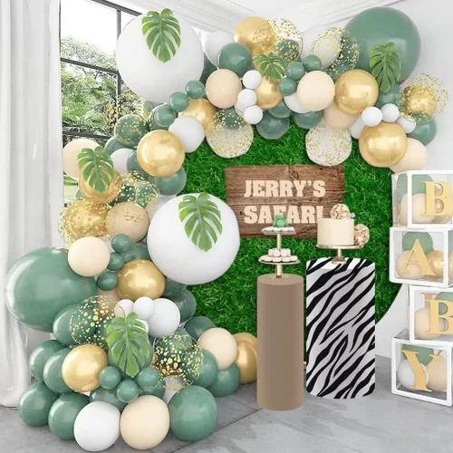 Miniatura 6 de Cubierta de pedestal para Safari Fiesta de Cumpleaños Recién Nacido Baby Shower Decoración Plinto Cubierta de Cilindro Caqui Puro Accesorios NO-234