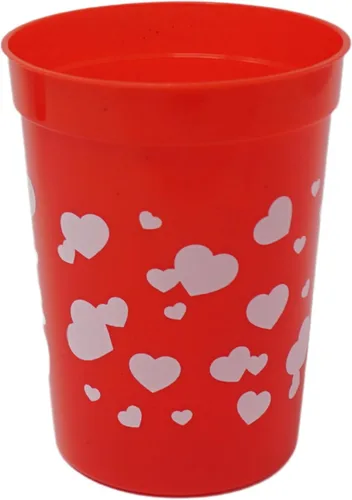 Miniatura 9 de 4E's Novelty Vasos reutilizables de plástico para el día de San Valentín para niños, 8 onzas, paquete de 12, vasos rojos con corazones, suministros
