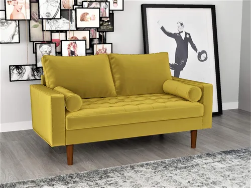 Miniatura 19 de Container Furniture - Sofá de piel sintética para la sala de estar moderna con cojines extraíbles y patas de madera maciza, sofá estilo lujoso