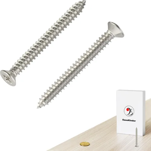 Miniatura 25 de Tornillos para madera, 60 tornillos Phillips de cabeza plana, tornillos de acero inoxidable 304 con kit de avellanado de madera ajustable
