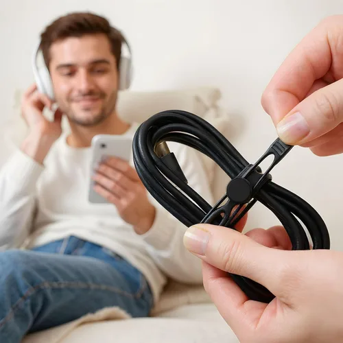 Miniatura 7 de Organizador de cables de datos, organizador de bridas de cables de silicona elástica, organizador reutilizable para agrupar y fijar auriculares