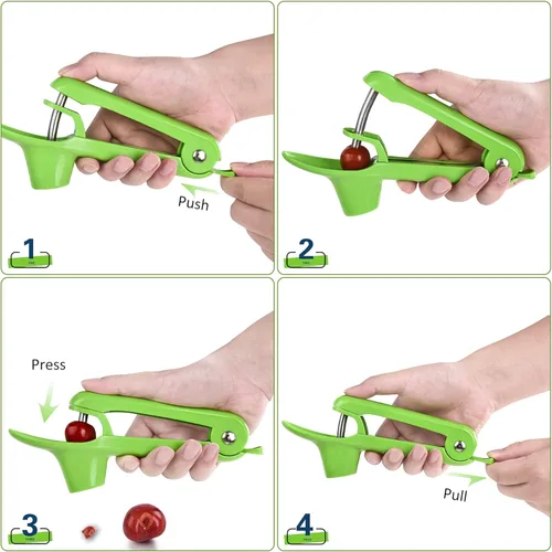 Miniatura 6 de Descarozador de cerezas - Ordekcity; herramienta de acero inoxidable para remover carozos de cerezas con diseño de empuje manual, ahorra tiempo