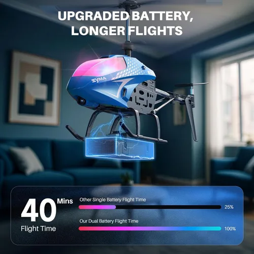 Miniatura 3 de SYMA Helicóptero de control remoto, avión RC con 40 minutos de tiempo de vuelo (2 baterías), evitación automática de obstáculos y retención