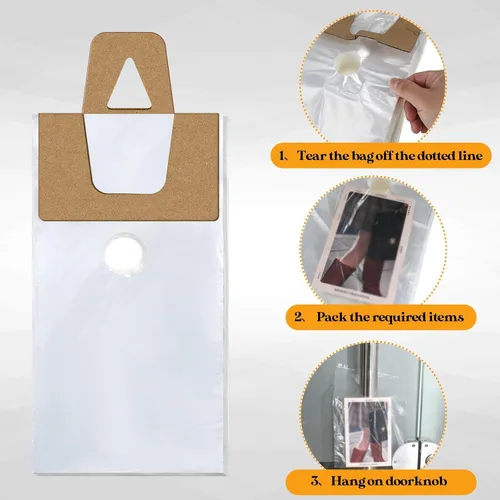 Miniatura 3 de Henoyso 1000 bolsas para colgar puertas, de plástico transparente, bolsas para colgar pomos de puerta, impermeables, paquetes de periódicos