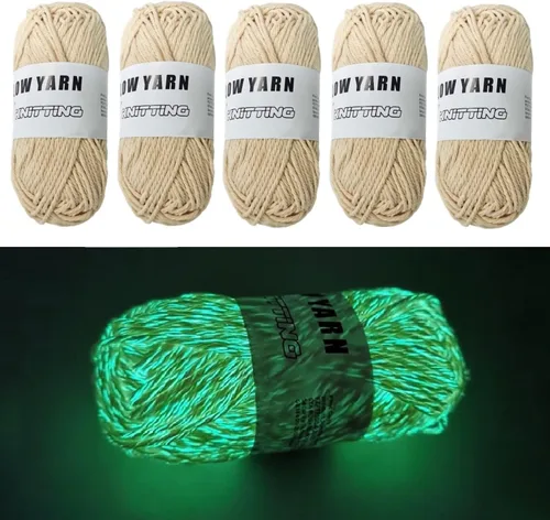 5 rollos de hilo que brillan en la oscuridad, ganchillo para tejer brillante mejorado, suministros de costura de hilo luminoso para manualidades,