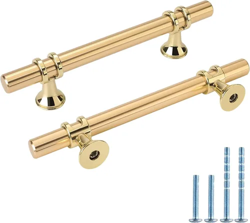 Miniatura 31 de Paquete de 5 Tiradores de Gabinetes de Cocina Níquel Cepillado y Oro Tiradores de Gabinetes 3-3/4 Pulgadas Tiradores Plateado Oro para Tocador Baño