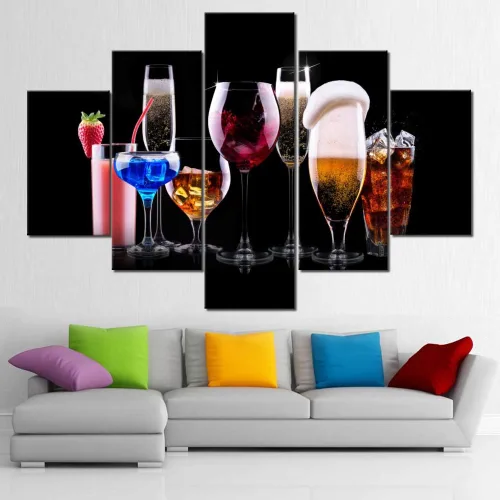 Miniatura 34 de TUMOVO - 5 cuadros de vino tinto con impresión de alta definición sobre lienzo.