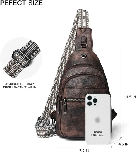 Miniatura 3 de Bolso bandolera para mujeres y hombres, bolso cruzado de hombro, mochila tipo cangurera, bolsa de viaje de piel sintética