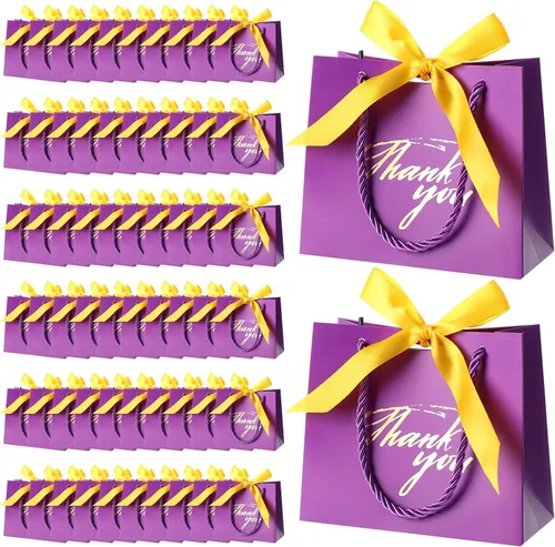 Miniatura 9 de Colarr 120 bolsas pequeñas de regalo de agradecimiento, mini bolsas para dulces con asas y cinta de lazo para bodas, cumpleaños, baby shower, Rosa