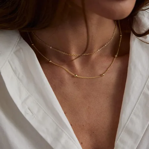 Miniatura 82 de Collares en capas para mujer, chapados en plata, delicada cuerda torcida de serpiente, delicado collar en capas, gargantilla de diferentes