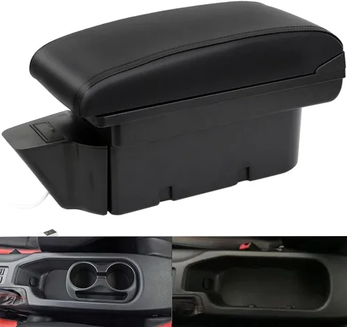 Consola Reposabrazos para Toyota 86 GT86 / Subaru BRZ Centro Caja de Almacenamiento Dual para Scion FR-S 2012-2020 (Todo Negro) | Reposabrazos para