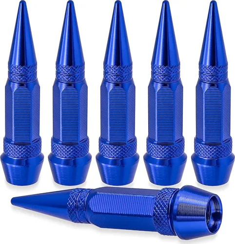 Miniatura 59 de 4 piezas de tapas de válvula de rueda con estilo púas, cubiertas universales de válvula de rueda de aleación de aluminio a prueba de polvo