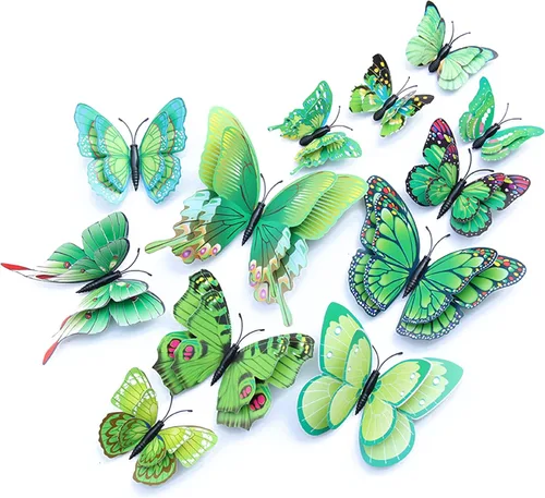 Miniatura 15 de OPSEAM - Calcomanías 3D de mariposa, 24/48 unidades, para decoraciones de pared, fiestas, con imanes (morado, 24)