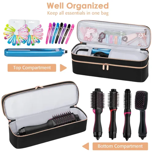 Miniatura 3 de APOKE Estuche de viaje de doble capa compatible con el secador de pelo y cepillo de aire caliente One Step de Revlon Original 1.0 y Plus 2.0, bolsa
