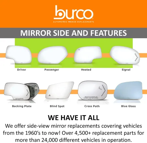 Miniatura 7 de Burco Espejo retrovisor convexo 3604 para pasajero, reemplazo de ajuste caído, compatible con Jeep Cherokee 1997-2001, bordes lisos para mayor
