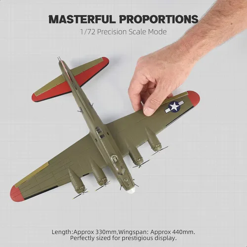 Miniatura 2 de NUOTIE Escala 1/72 B-17 Fortress Bomber (pintura verde) Pre-construcción de avión de guerra vintage de la Segunda Guerra Mundial avión de guerra