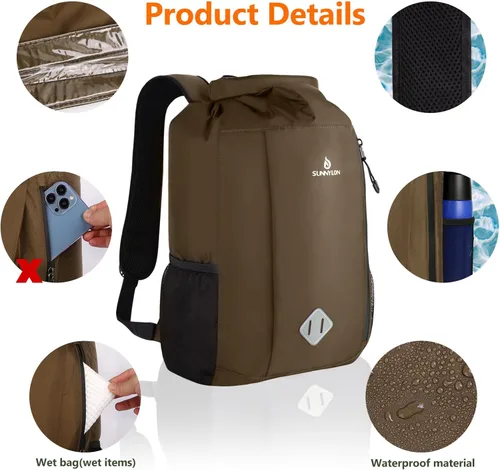 Miniatura 4 de Mochila Dry Bag de 20 L, impermeable, con bolsa para la cintura y funda para teléfono, bolsa seca para kayak, playa, rafting, canotaje, senderismo