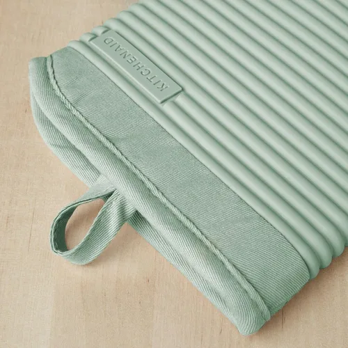 Miniatura 3 de KITCHENAID Juego de 2 guantes de horno de silicona suave acanalados, 7.5 x 13 pulgadas, color pistacho
