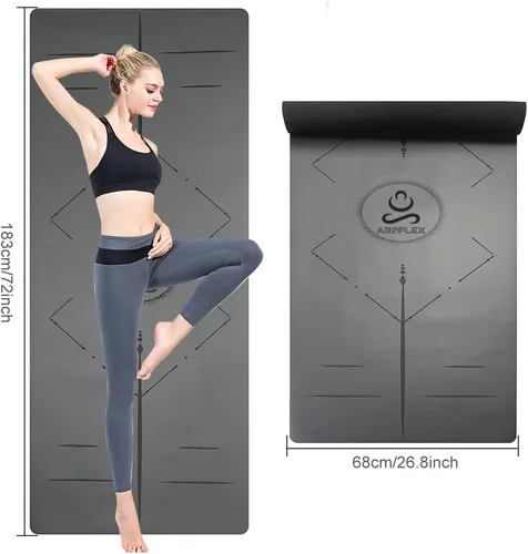 Miniatura 5 de Esterilla de yoga de goma natural, antideslizante, no tóxica, 2.835 x 1.055 x 0.197 in, yoga caliente, pilates, entrenamiento en el suelo