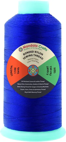 Miniatura 114 de Mandala Crafts - Hilo de nailon para coser cuero, tapicería, mezclilla y para trenzar el pelo; resistente, 1500 yardas, tamaño 69 T70 Marrón