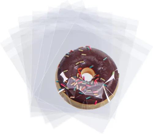 Miniatura 15 de ROSPAKTEK 100 bolsas transparentes para macarrones de 3.5 x 3.5 pulgadas, bolsas Oro cubiertas de chocolate, bolsa para galletas, bolsa de celofán