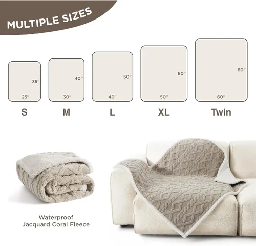 Miniatura 7 de Bedsure - Mantas impermeables para perros grandes - Manta para mascotas para protector de sofá lavable, manta de forro polar de coral jacquard