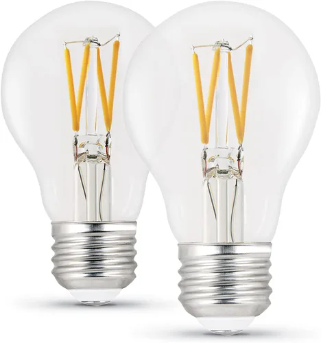 Feit Electric Bombilla LED A19 de base media, equivalente a 40 W, vida útil de 15 años, 450 lúmenes, 2700 K, blanco suave, regulable, paquete de 2