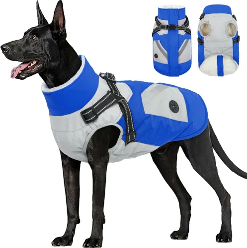 Miniatura 23 de FUAMEY Chaquetas de invierno para perros pequeños, abrigo para perros con arnés incorporado, trajes de nieve impermeables para perros, chaqueta