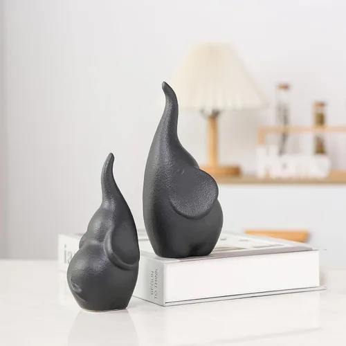 Miniatura 4 de Figuras de elefante de cerámica con tronco arriba, par de parejas amorosas estatuas de elefante, pequeñas esculturas africanas para decoración