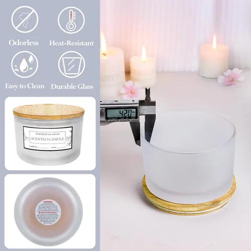 Miniatura 4 de CONNOO Frascos de Vela de Vidrio Esmerilado de 24 oz, Paquete de 6, Recipientes de Vela Vacíos a Granel de Boca Ancha para Múltiples Mechas