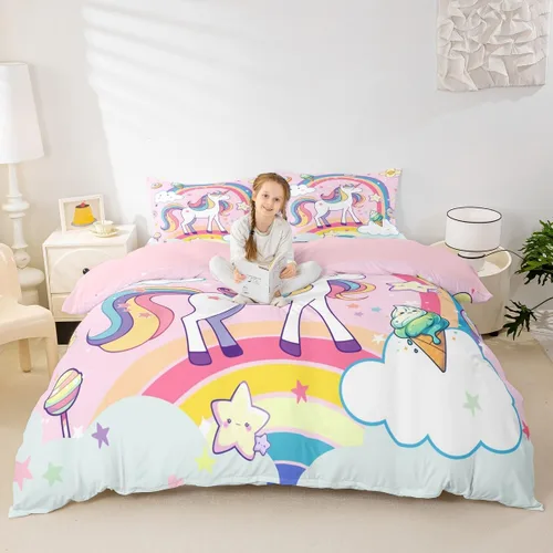 Miniatura 19 de Juego de funda de edredón de pingüinos de dibujos animados para niños, tamaño King, lindo juego de ropa de cama de esquí de animales árticos, Multi