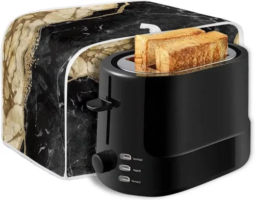 Miniatura 6 de JEOCODY Fundas para horno tostador para cocina, 2 rebanadas retro con estampado de mármol negro, cubierta antipolvo, lavable e impermeable