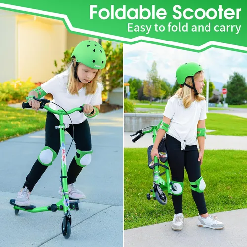Miniatura 5 de Swing Scooter for Kids, 3 Wheels Foldable Wiggle Kick Scooter Push Drifting with 4 Adjustable Handlebar & 2 Rear LED Wheel for Boys and Girls Ages