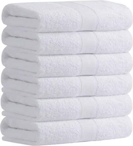Miniatura 18 de Aibaser Toallas de baño, 27 x 54 pulgadas, naturales, ultra absorbentes, para baño, viajes, gimnasio, ducha y spa (juego de 6 piezas) (azul)