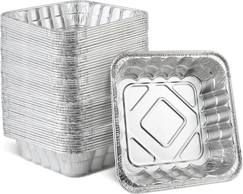 Miniatura 7 de PLASTICPRO Moldes desechables cuadrados de papel de aluminio de 8'' x 8'' x 2'' pulgadas para hornear - Utensilios de repostería perfectos