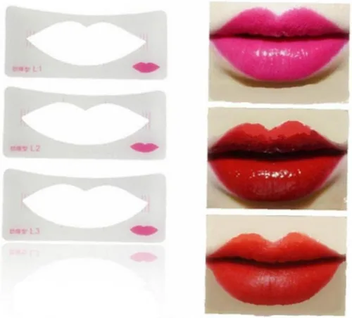 Miniatura 4 de 3 unids Lip Liner Stencils Lip Line Template Lip Styles Card Lip Cosmetic Make Up Model Tools