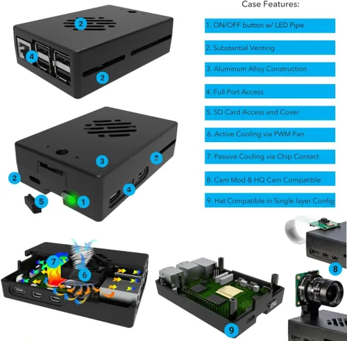 Miniatura 4 de Vilros Raspberry Pi 5 Starter Kit MAX - Enfriamiento Turbo de Aluminio - (Edición de 128 GB) - (4 GB de RAM)