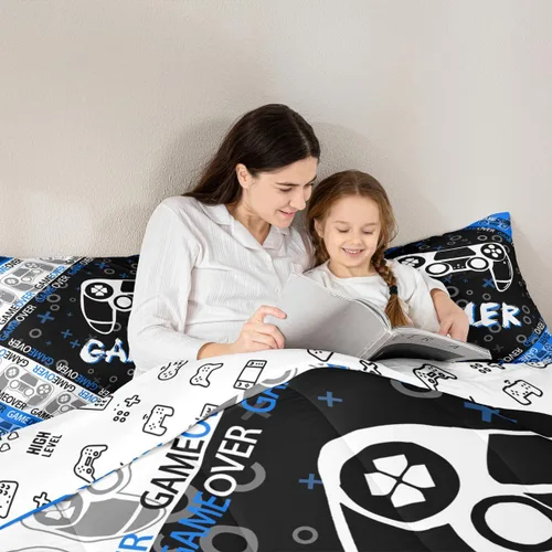 Miniatura 6 de Juego de edredón de videojuegos para niños y adolescentes, juego de ropa de cama para todas las estaciones, juego de ropa de cama