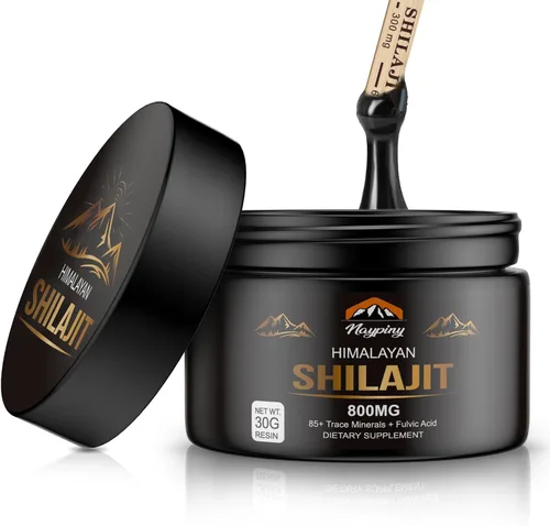 Shilajit Resina Orgánica Pura del Himalaya - 800mg Resina Shilajit Grado Oro con Ácido Fúlvico y Más de 85 Complejo de Oligoelementos para Energía,